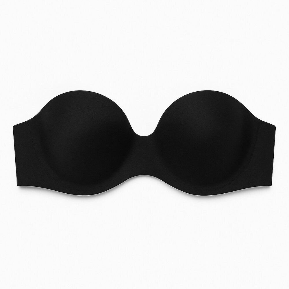 Felina Seamless Strapless Underwire Molded Cup Bra Black Smooth 32C